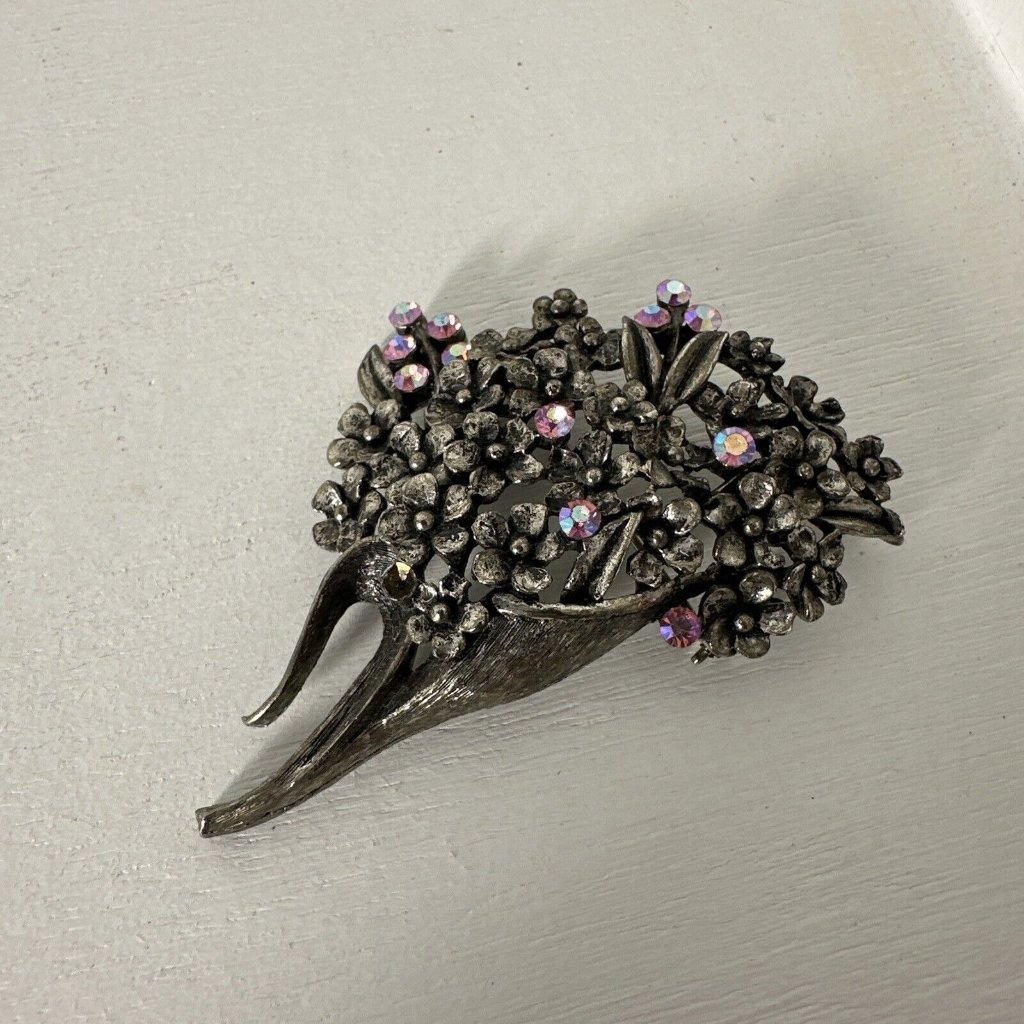 Vintage Weiss Silver Purple Amethyst Multiple Rhinestone Ab Brooch Pin 28$